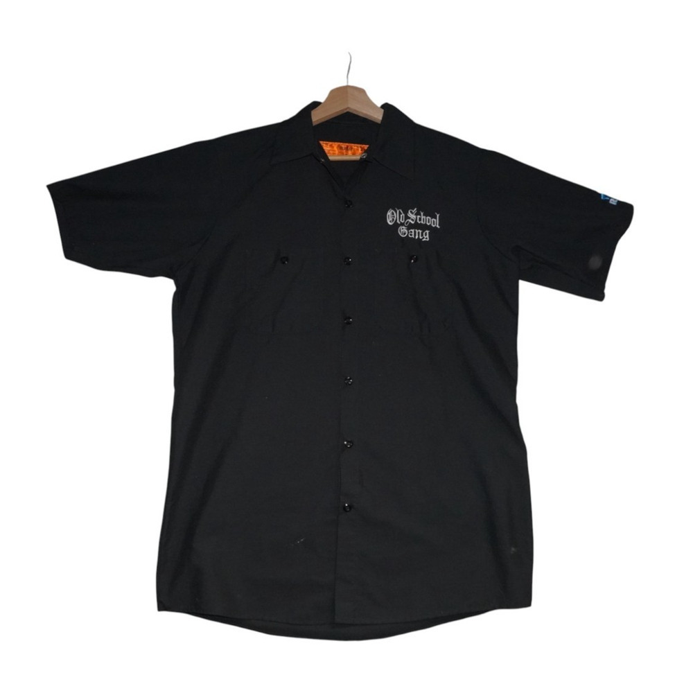 Thump Records Old School Gang Felix Lowrider Red Kap Work Shirt Black Size M